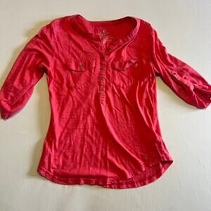 Kuhl pink roll tab sleeve cotton henley S